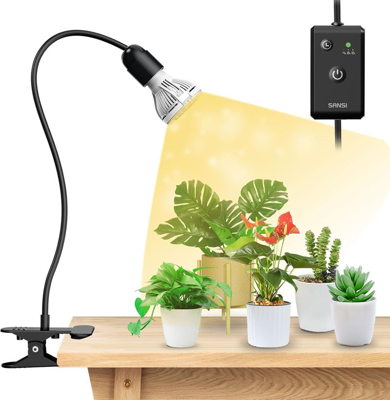 Sansi LED Grow Lights for Indoor Plants, Lifetime Free Bulb Replacement, 150W Full Spectrum Gooseneck Clip Plant Grow Light, Plant Light with Timer 4/8/12 Hrs, High PPFD Growing Power Grow Lamp - Image 1